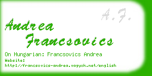 andrea francsovics business card